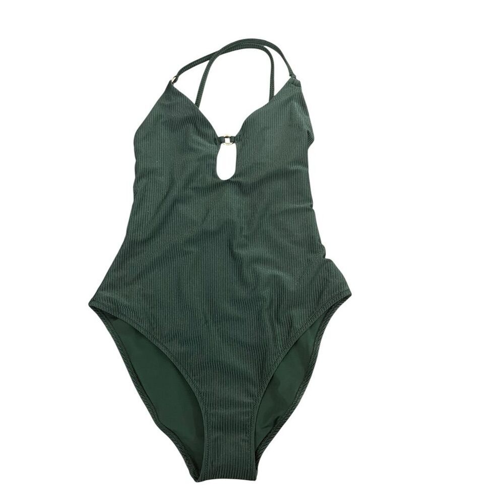 Aerie Women's Green Ribbed‎ One Piece Swimsuit Size S/P Cheeky Fit